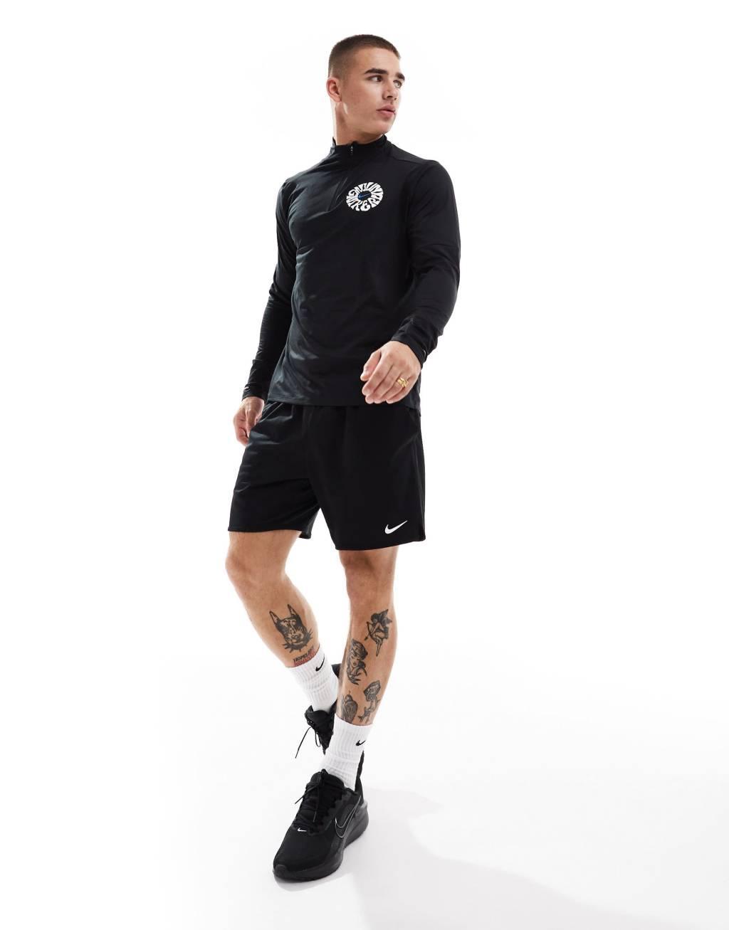 Nike Running Energy graphic Element 1/2 zip sweatshirt in black Product Image