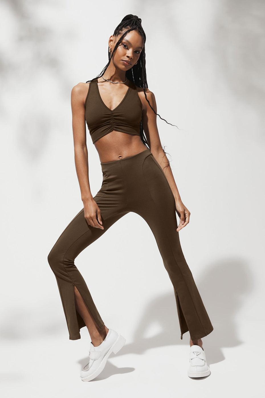 Alo Yoga | High-Waist 7/8 Zip It Flare Legging Brown Product Image