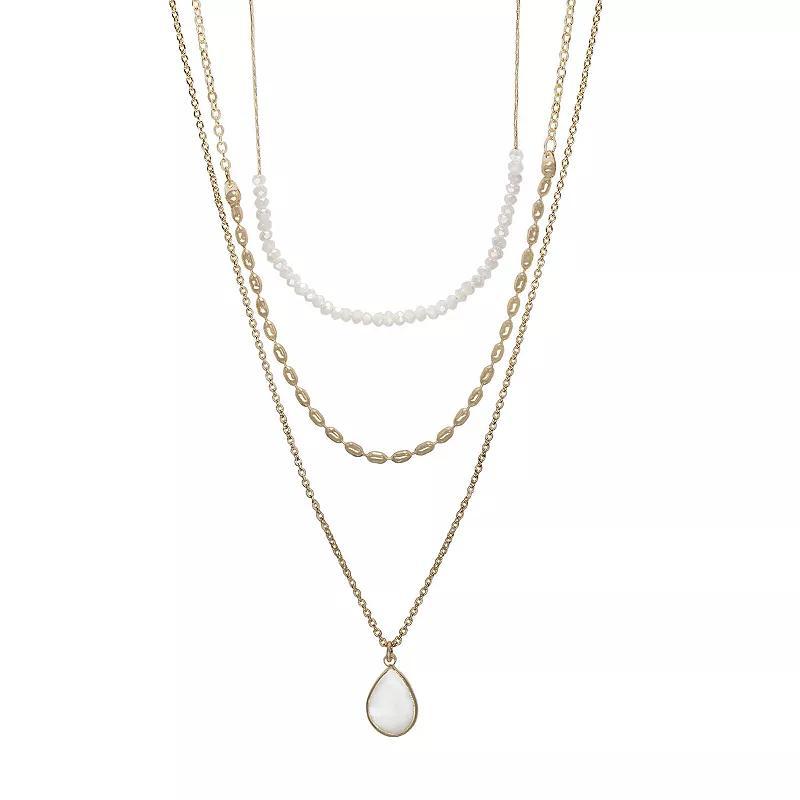 LC Lauren Conrad Layered Chain and Beads Pendant Necklace, Womens, White product image