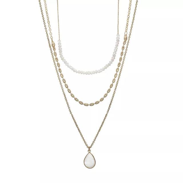 LC Lauren Conrad Layered Chain and Beads Pendant Necklace, Womens, White Product Image