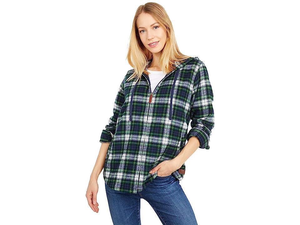 L.L.Bean Scotch Plaid Flannel Relaxed Fit Hoodie (Dress Gordon) Women's Clothing Product Image