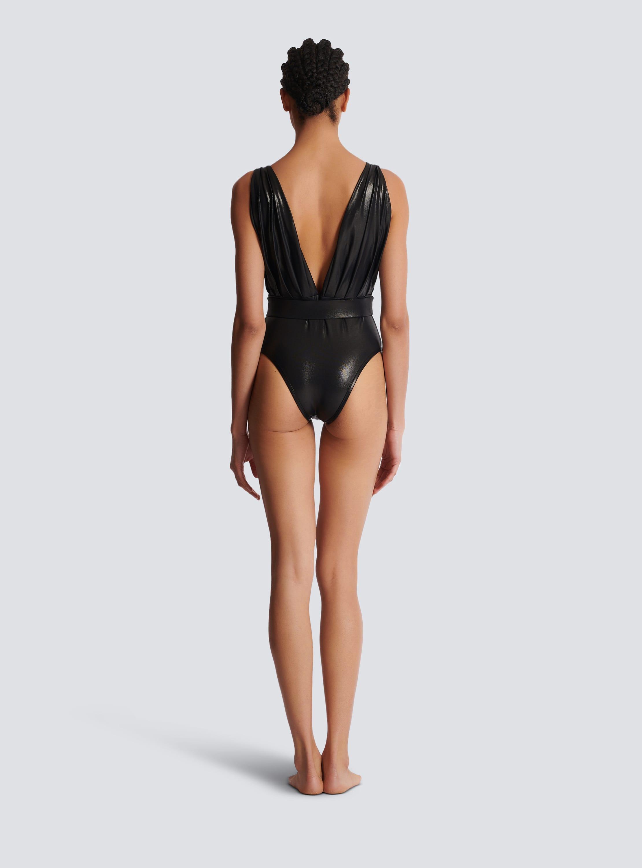 Draped one-piece swimsuit with belt Product Image