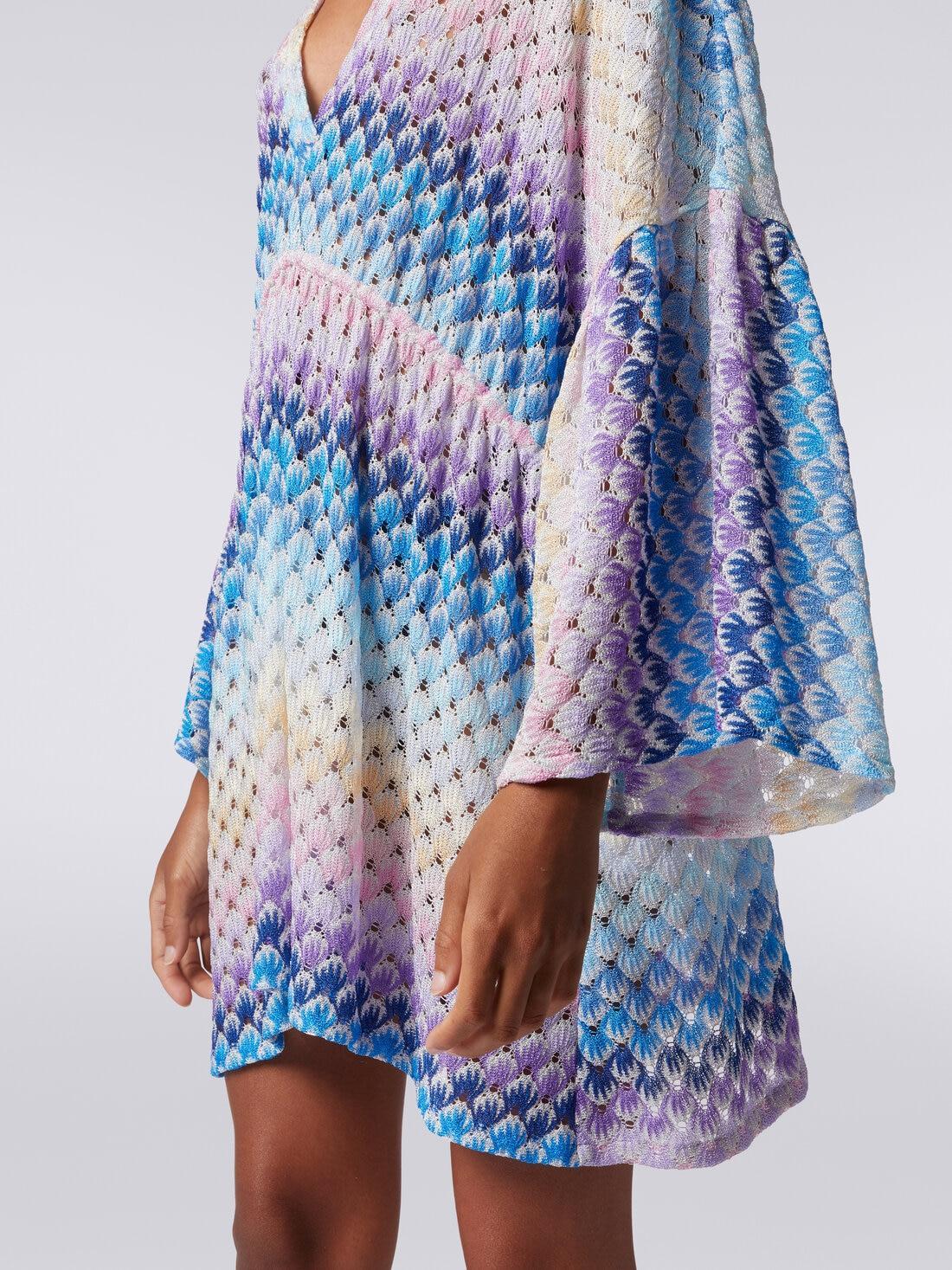 Short lace-effect cover up kaftan with lurex Blue | Missoni Product Image