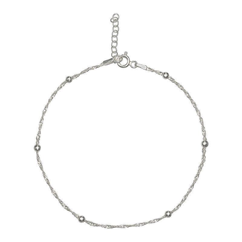 PRIMROSE Sterling Silver Bead Anklet, Womens Silver Tone Product Image