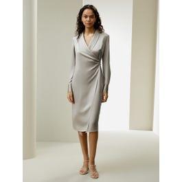 LILYSILK X Ishie Wang Shawl Collar Silk Wrap Dress Product Image