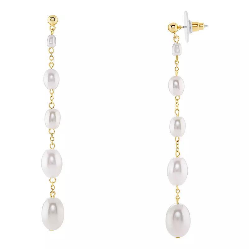 Emberly Gold Tone Simulated Pearl Oval Chain Drop Earrings, Womens, Yellow Product Image