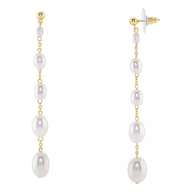 Emberly Gold Tone Simulated Pearl Oval Chain Drop Earrings, Womens, Yellow Gold Tone Product Image