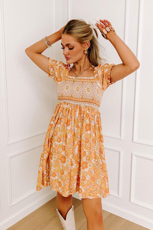 Fan Fav Smocked Floral Mini Dress in Orange product image