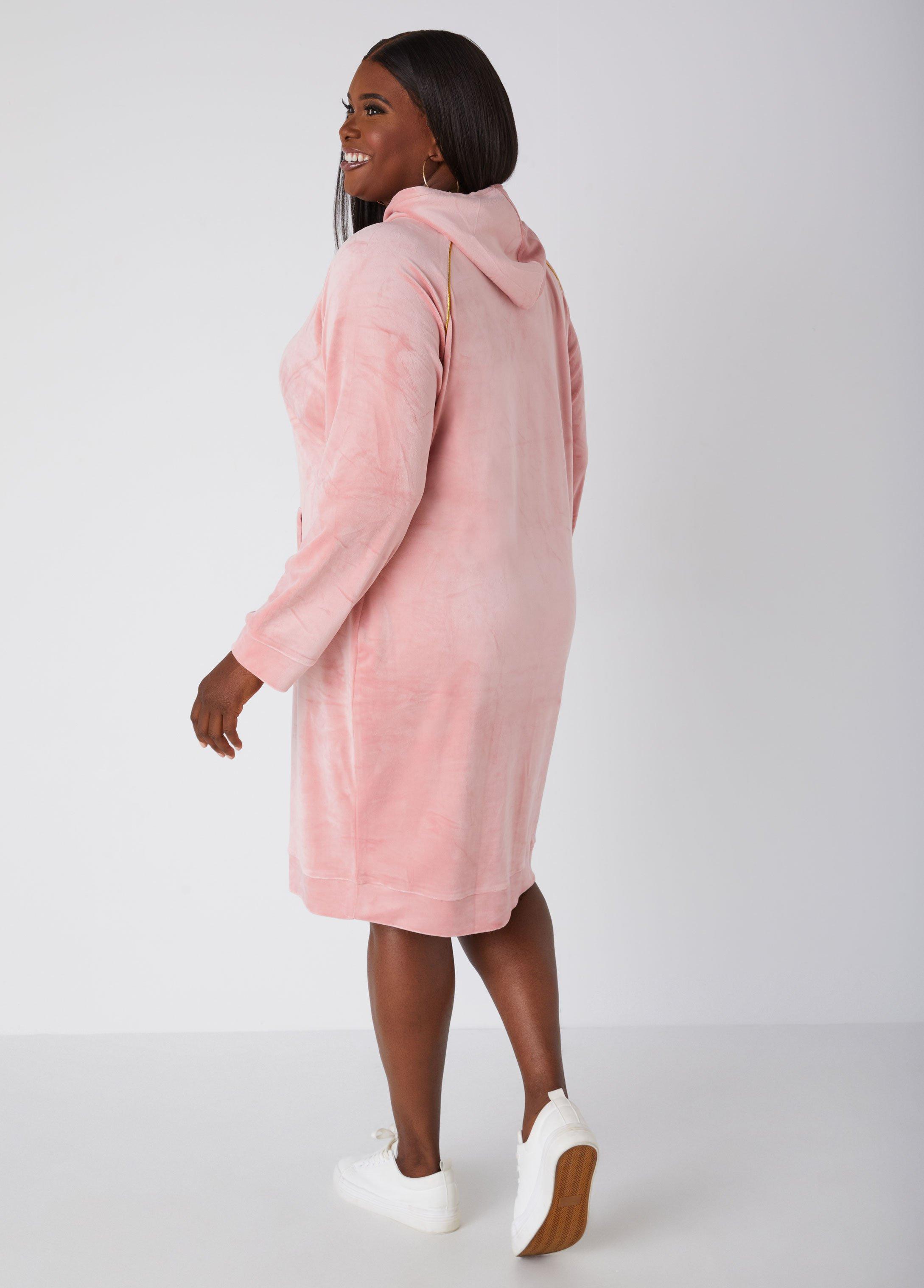 Lurex™ Trimmed Hooded Velour Dress Product Image