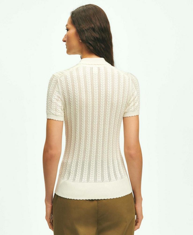 Silk Blend Pointelle Polo Sweater Product Image