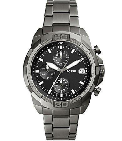 Fossil Mens Bronson Chronograph Smoke Stainless Steel Bracelet Watch - Gunmetal Product Image