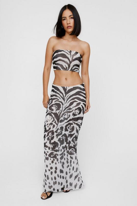 Mono Zebra Placement Print Maxi Skirt Product Image