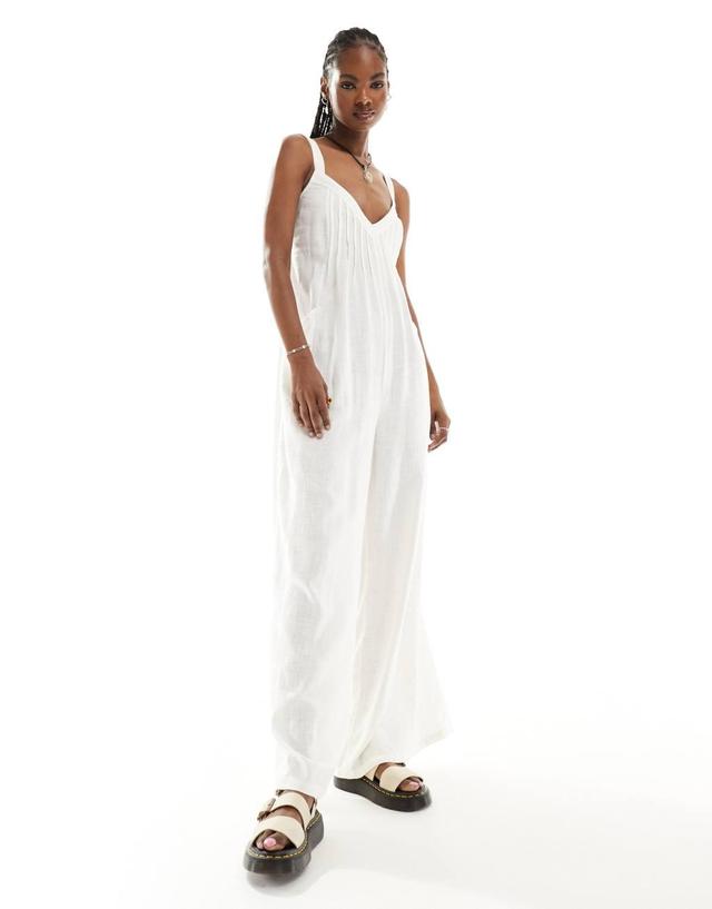 Free People strappy wide leg jumpsuit in white Product Image