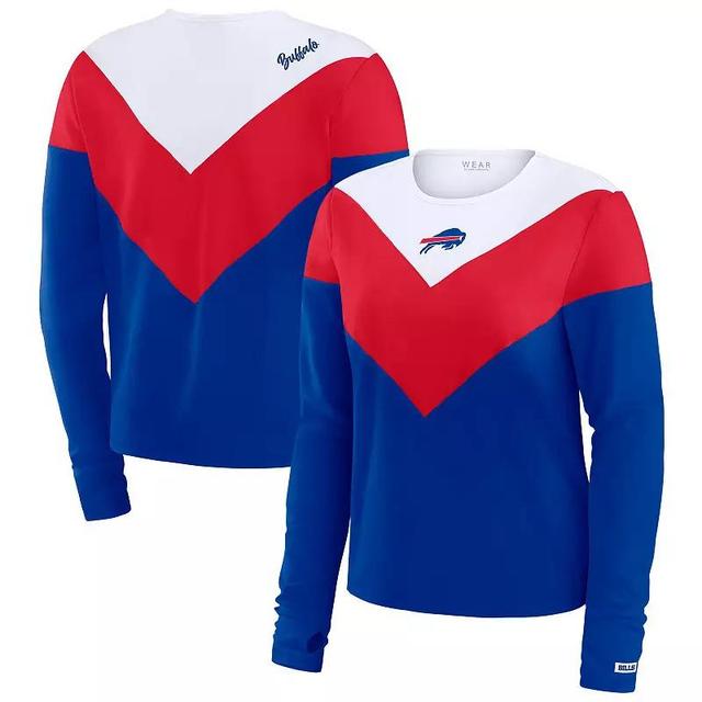 Womens WEAR by Erin Andrews Royal/Red Buffalo Bills Plus Size Chevron Tri-Blend Long Sleeve T-Shirt Product Image