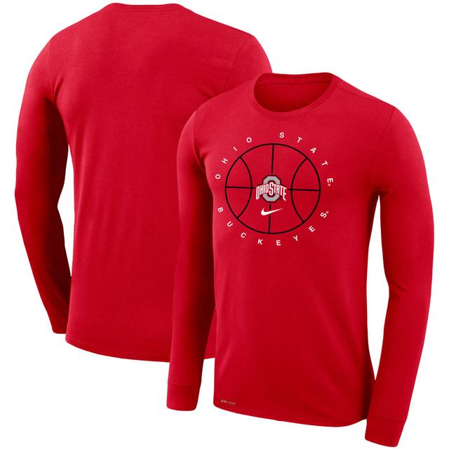 Mens Nike Red Ohio State Buckeyes Basketball Icon Legend Performance Long Sleeve T-Shirt Product Image