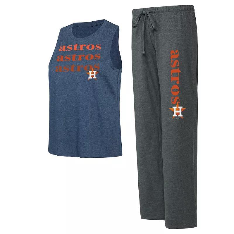 Womens Concepts Sport Charcoal/Navy Houston Astros Meter Muscle Tank Top and Pants Sleep Set Product Image