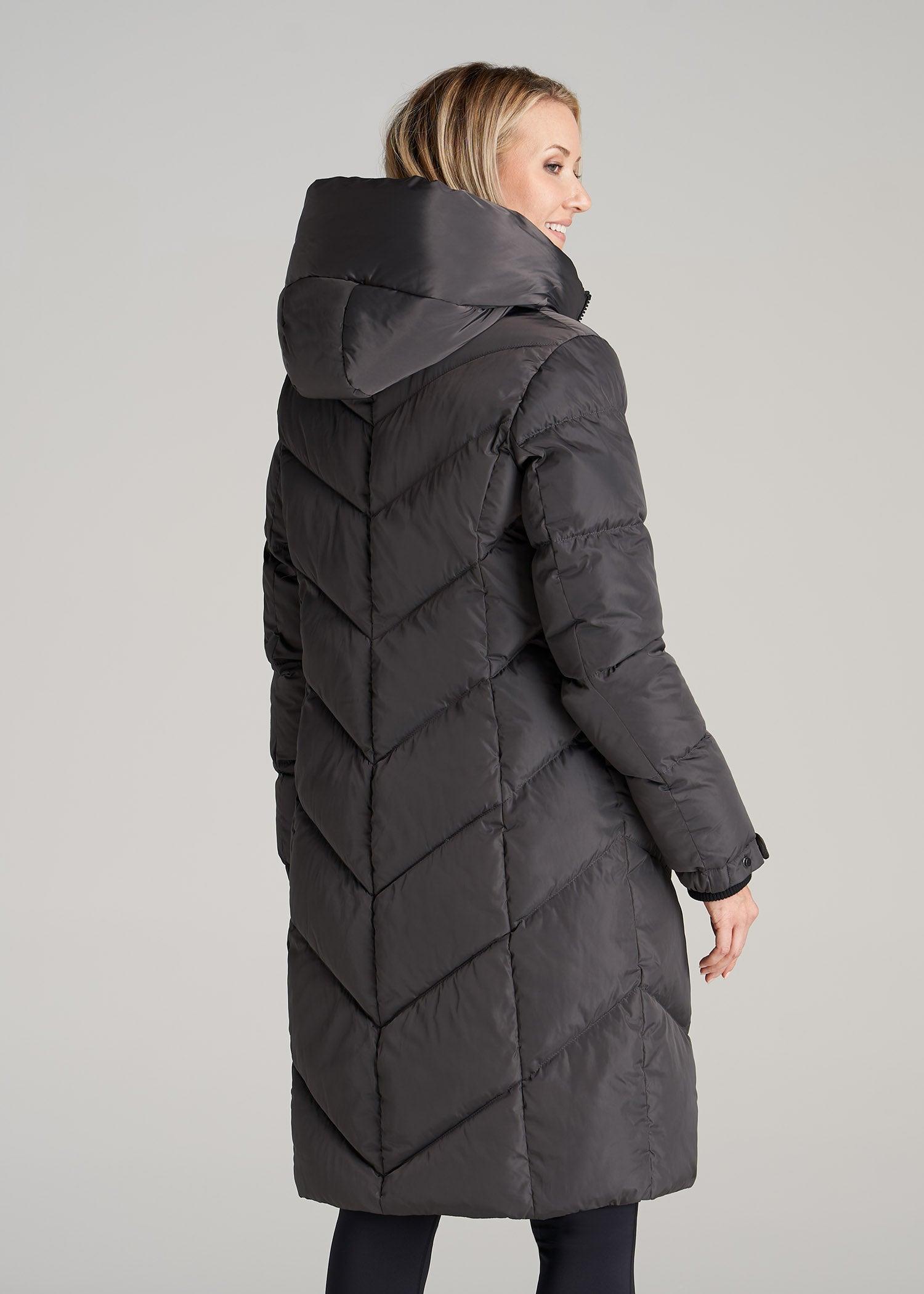 American Tall X Point Zero Long Hooded Women's Tall Puffer Jacket in Graphite Product Image