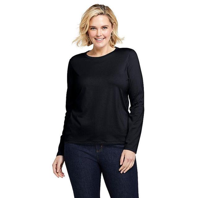 Plus Size Lands End Relaxed Supima Cotton Crewneck Tee, Womens Product Image