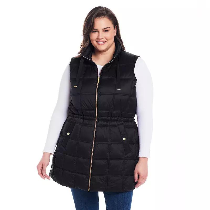 Plus Size Weathercast Box Quilted Longline Puffer, Womens Product Image