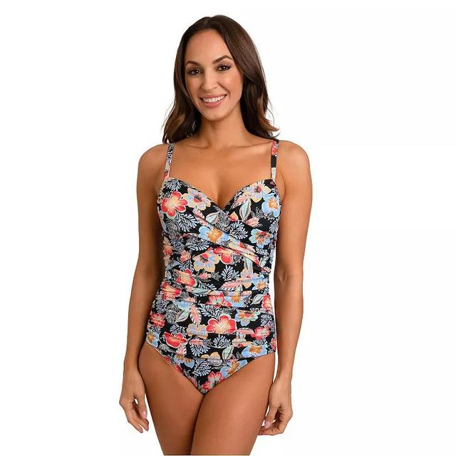 Womens Fit 4 U Floral Print Shirred Push-Up One Piece Swimsuit Product Image