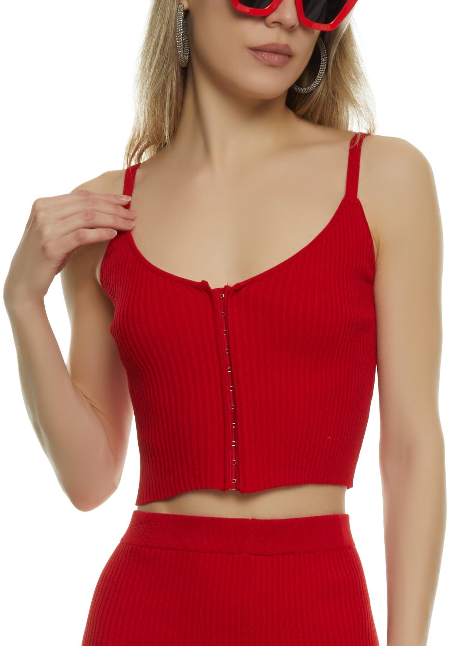 Womens Ribbed Hook and Eye Cropped Cami Product Image