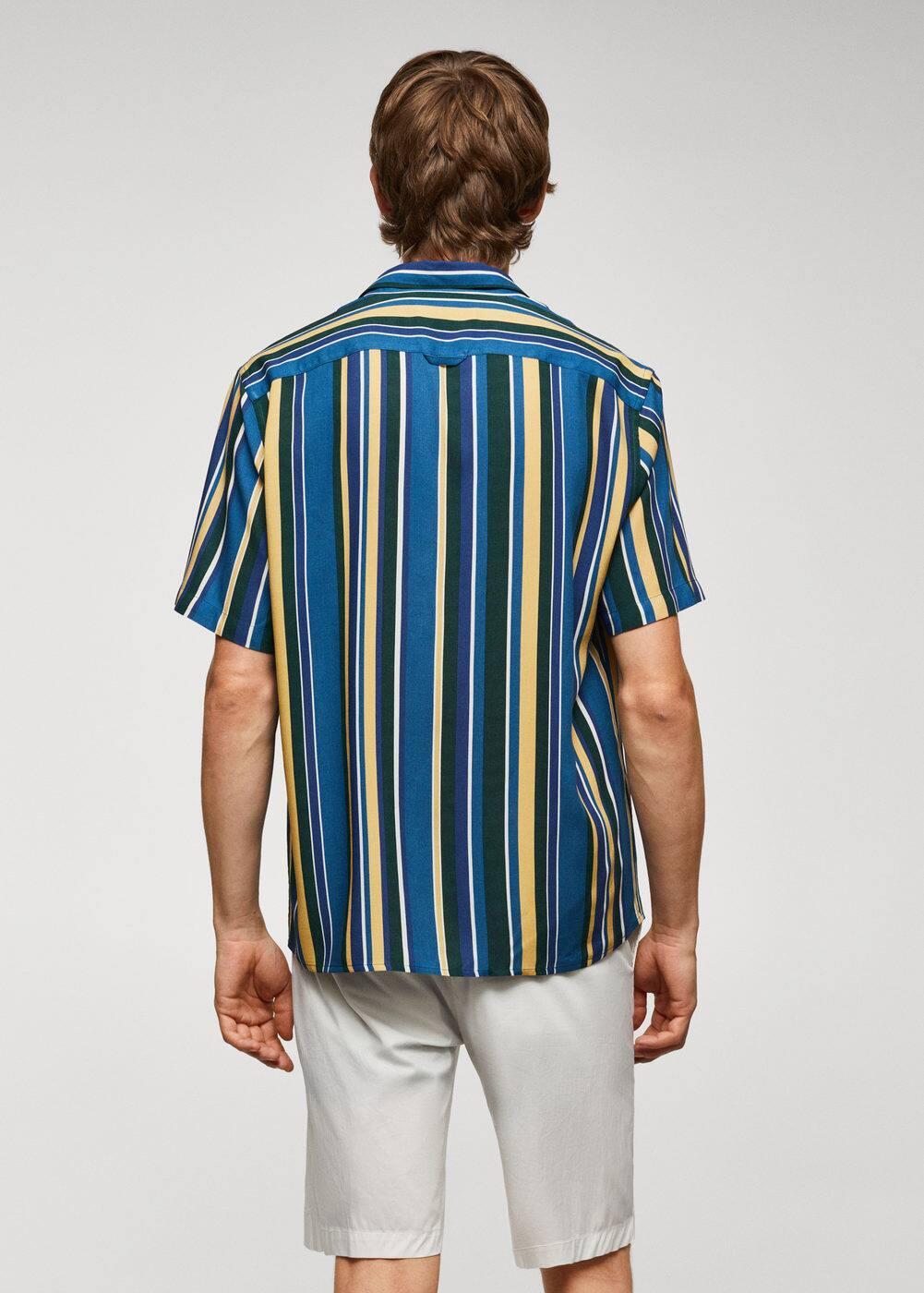 MANGO MAN - Short sleeve striped shirt blueMen Product Image