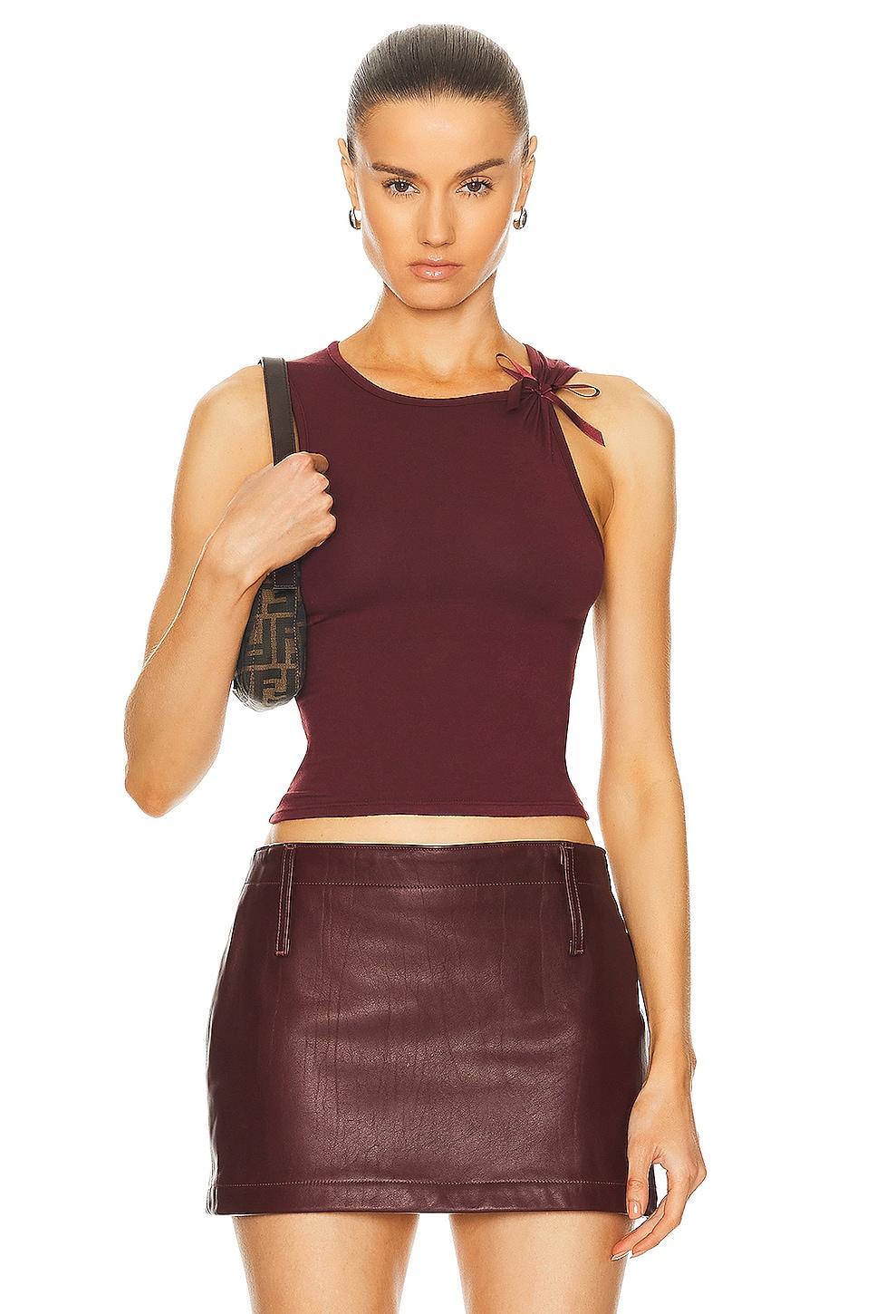 Mimchik Bow Tank Top Burgundy. (also in XS, S, L). Product Image