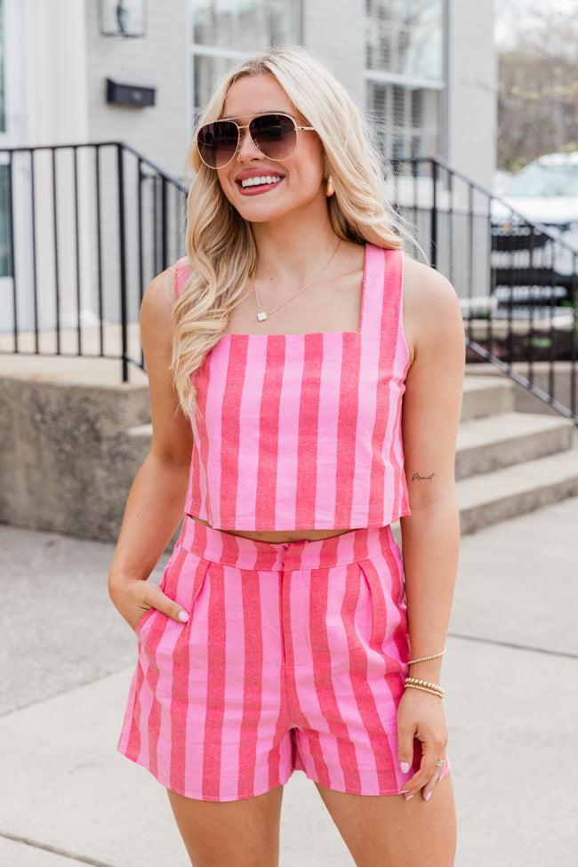 Daily Reminder Pink and Red Tank and Shorts Stripe Set Product Image