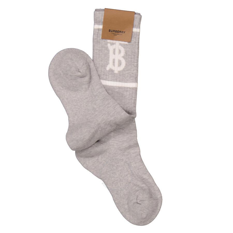 Monogram Motif Intarsia Socks In Pebble Grey Product Image