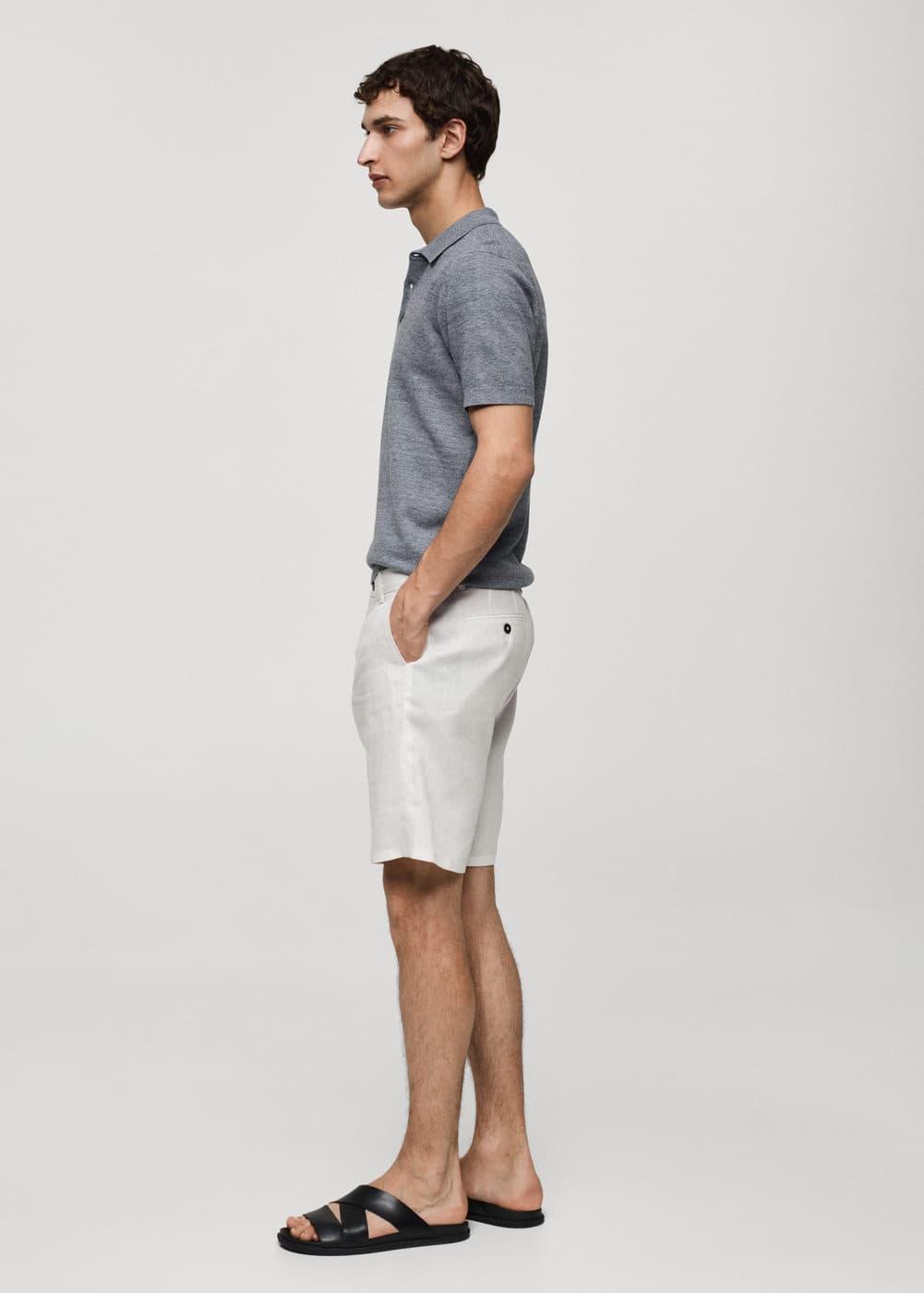 Mango Mens Short-Sleeved Knitted Polo Shirt Product Image