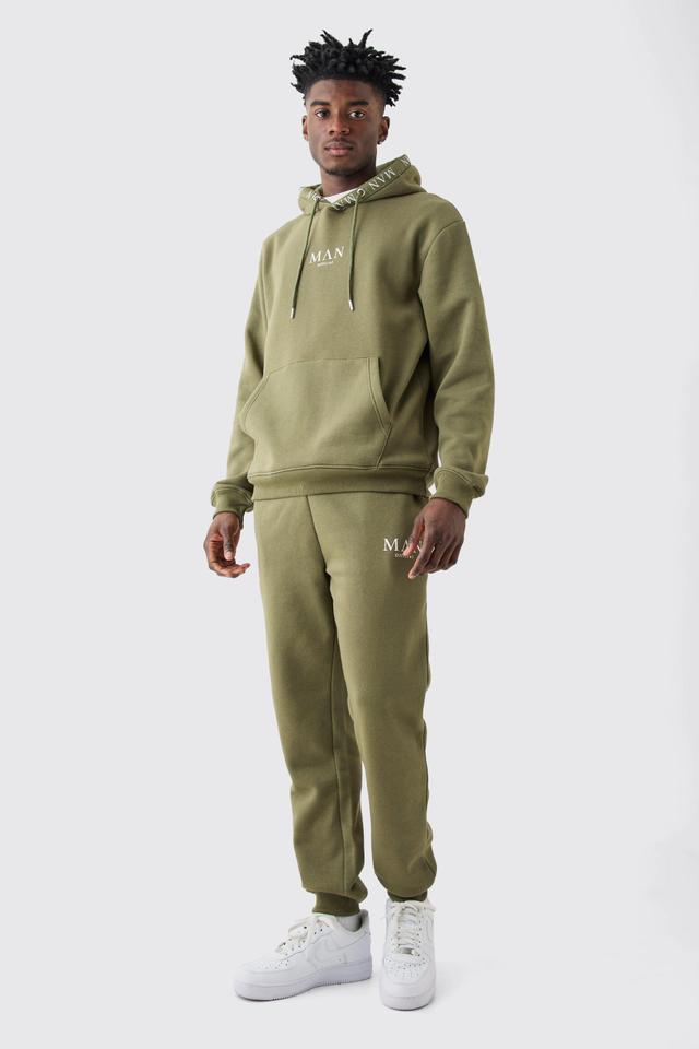 Man Roman Hooded Rib Tracksuit | boohooMAN USA Product Image