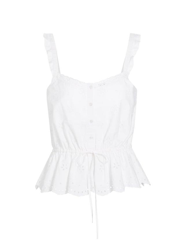 Paige Marsa Eyelet Embroidered Drawstring Waist Sleeveless Top Product Image