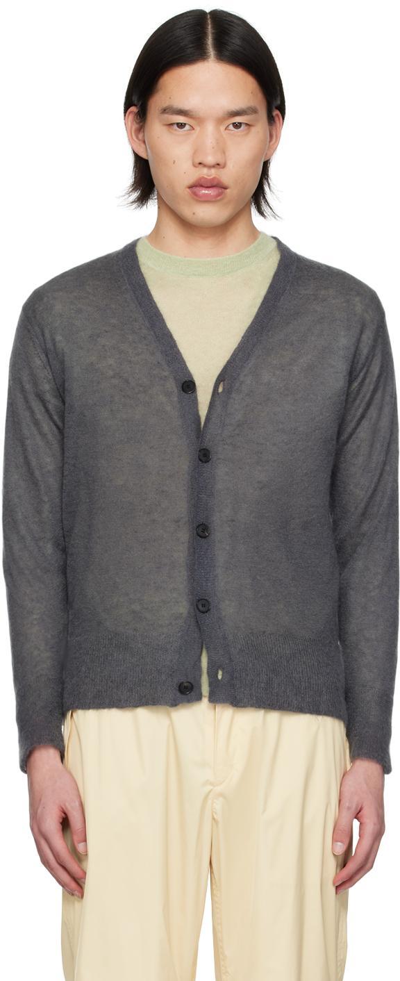 AURALEE Gray Sheer Cardigan In Grau Product Image