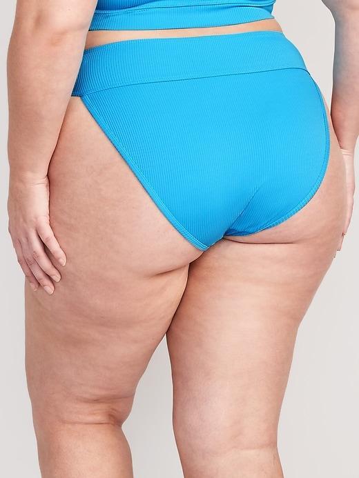 High-Waisted Ribbed French-Cut Bikini Swim Bottoms Product Image