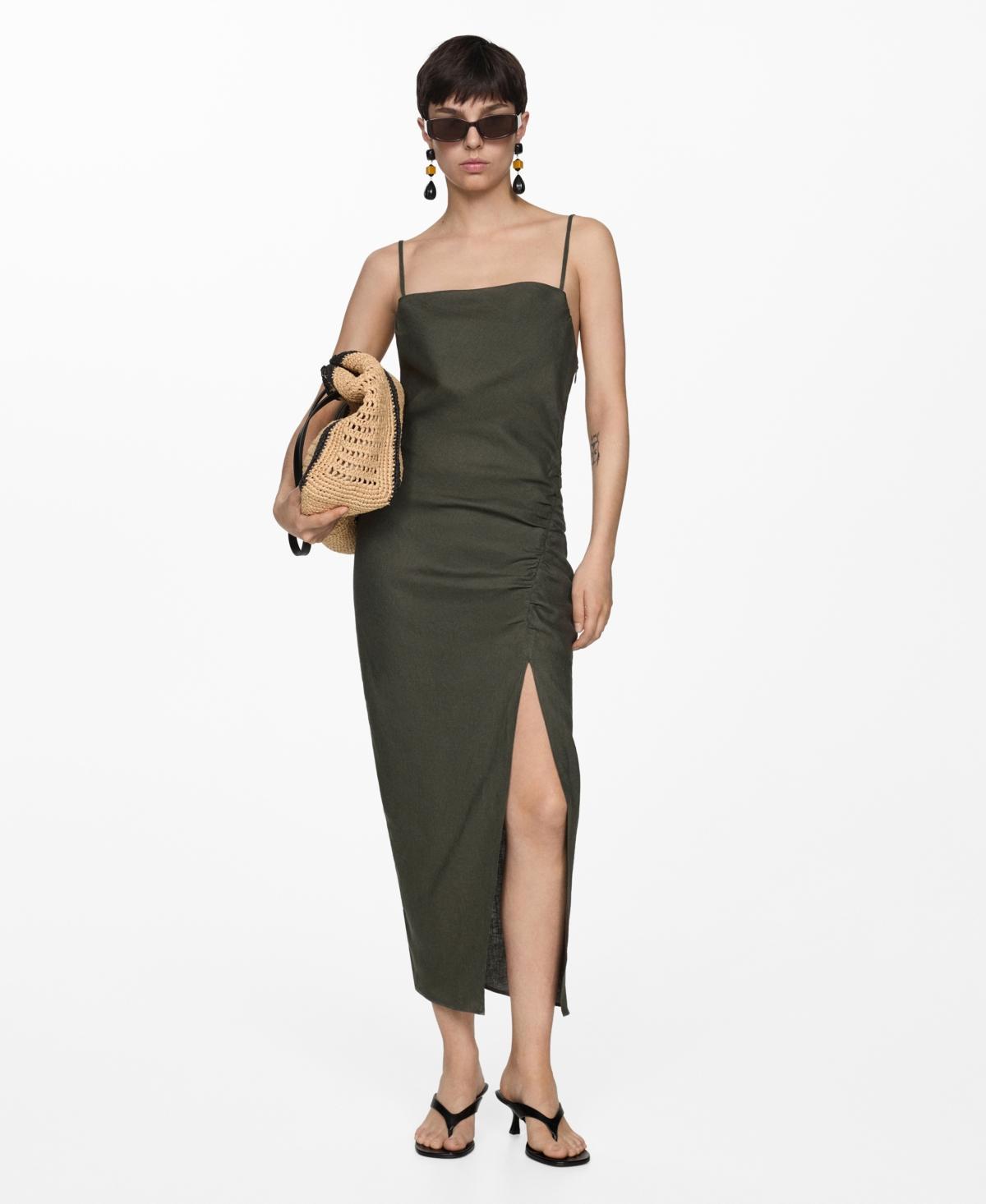 Mango Womens Draped Detail Slit Dress Product Image