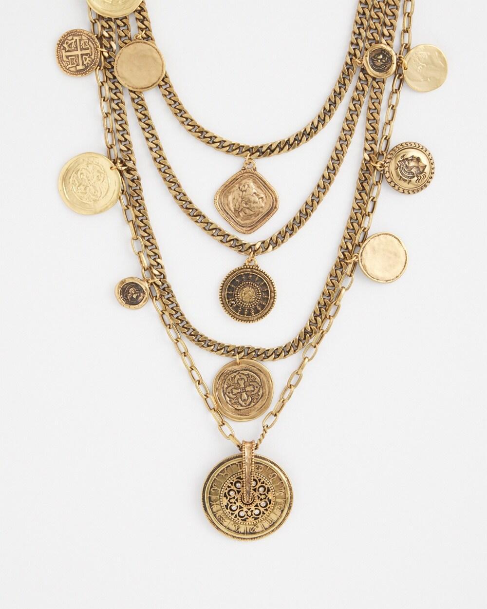 Multi Strand Coin Charm Necklace   Chico's - Gold - Women Product Image