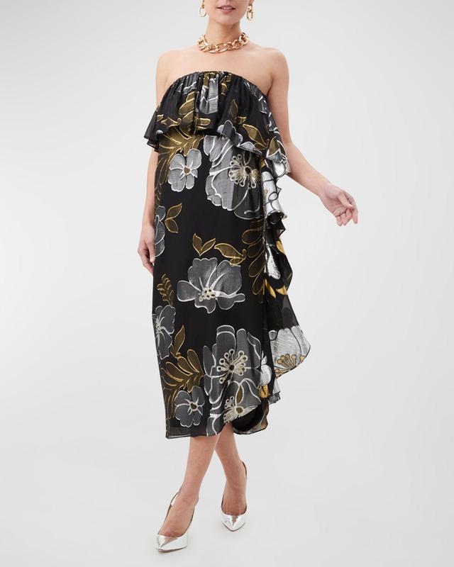 Womens Itsuki Metallic Floral Strapless Midi-Dress Product Image