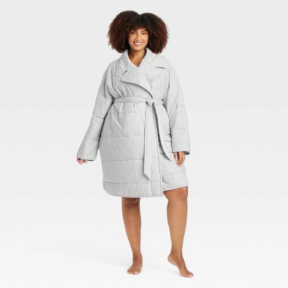 Womens Short Quilted Robe - Auden Heathered 1X/2X Product Image