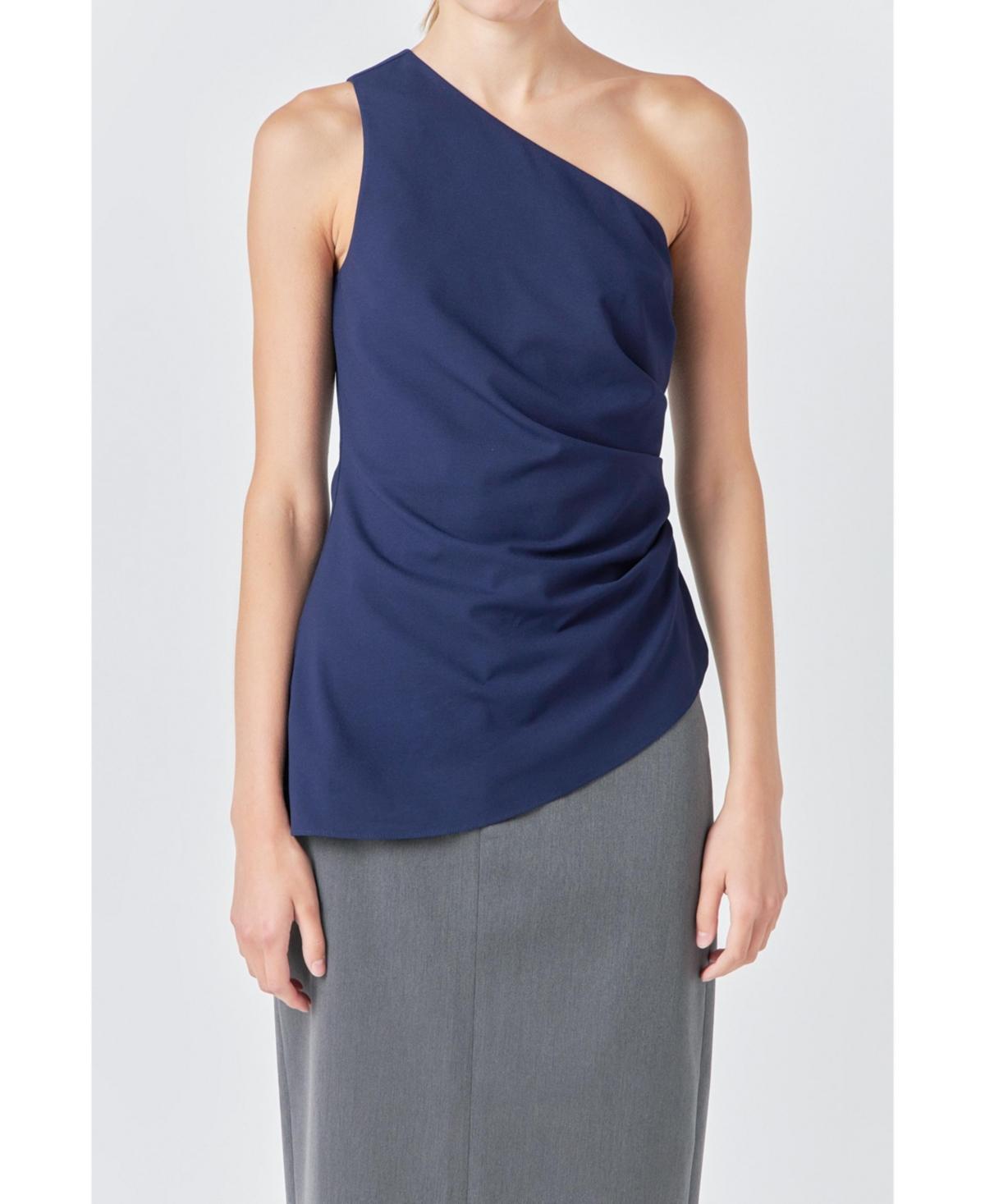 Grey Lab Womens One Shoulder Ruched Top Product Image