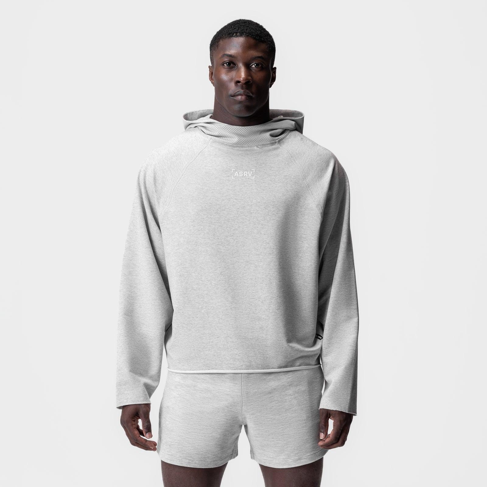 0958. Micro-Terry Raw Hem Hoodie - Heather Grey product image