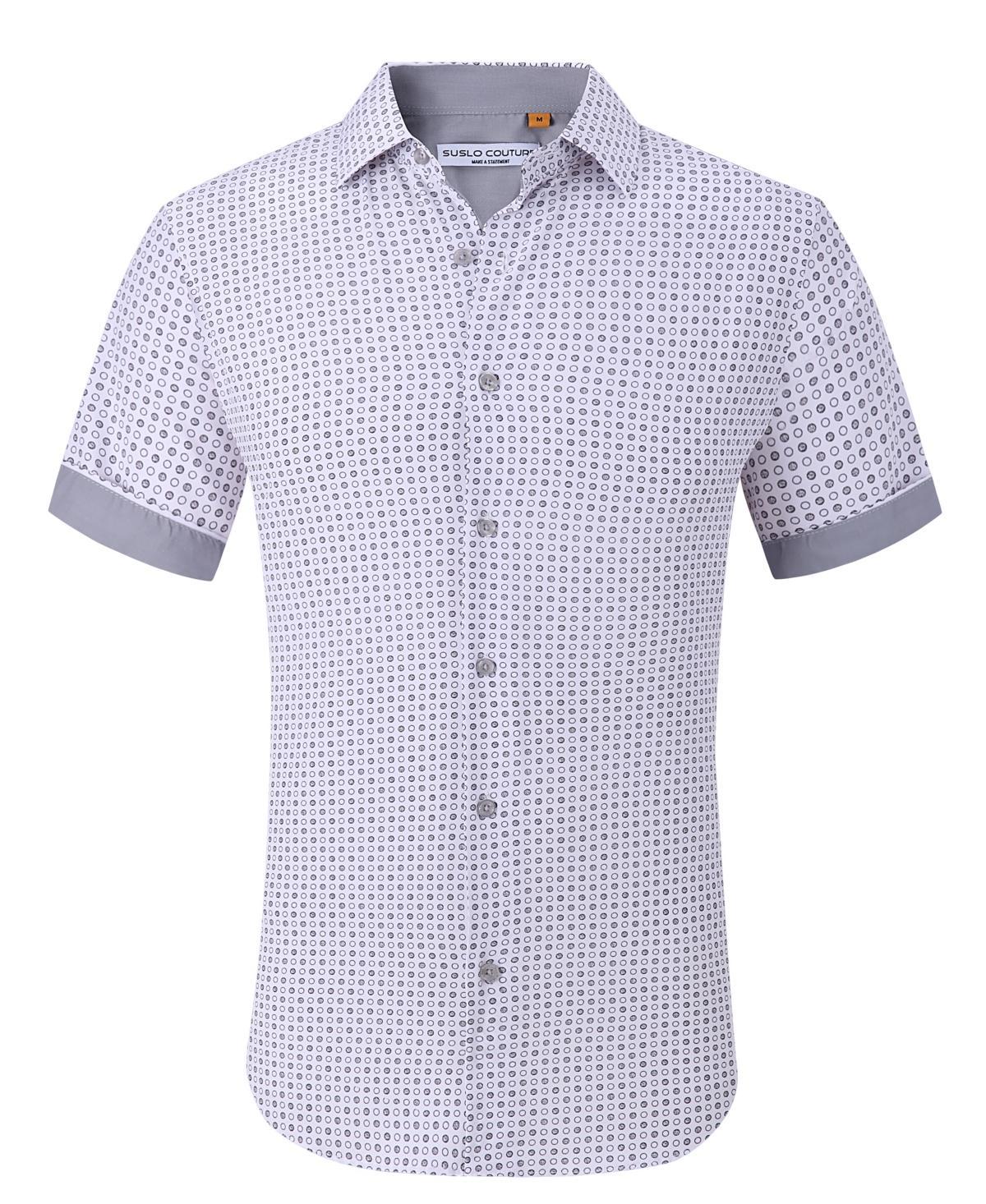 Suslo Couture Mens Slim-Fit Geo-Print Performance Shirt Product Image