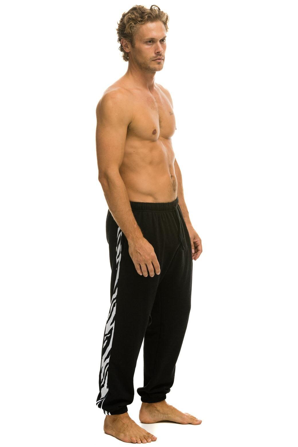 ZEBRA STRIPE SWEATPANTS - BLACK // ZEBRA Male Product Image