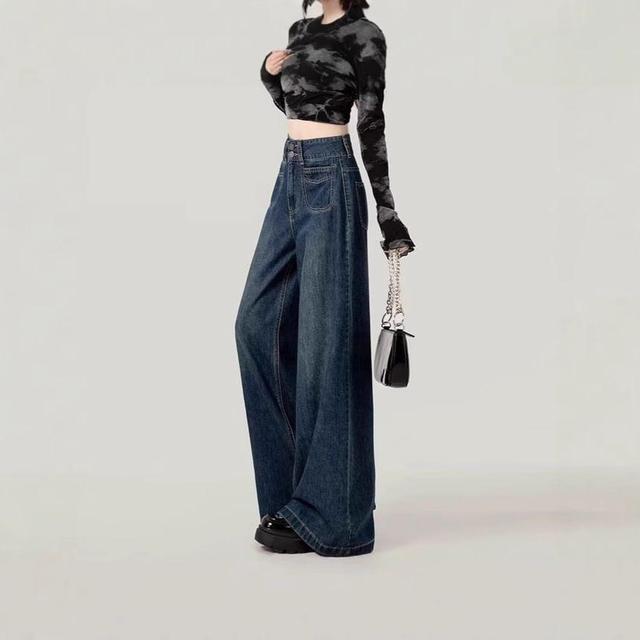 High Rise Washed Wide Leg Jeans Product Image