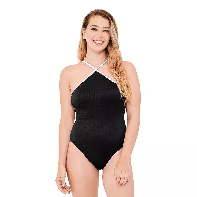 Womens Freshwater High Neck Cut Out Back One-Piece Swim Suit Product Image