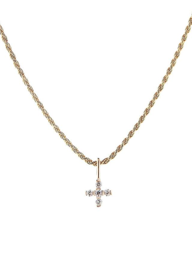 Womens Goldtone & 0.28 TCW Diamond Cross Pendant Necklace Product Image