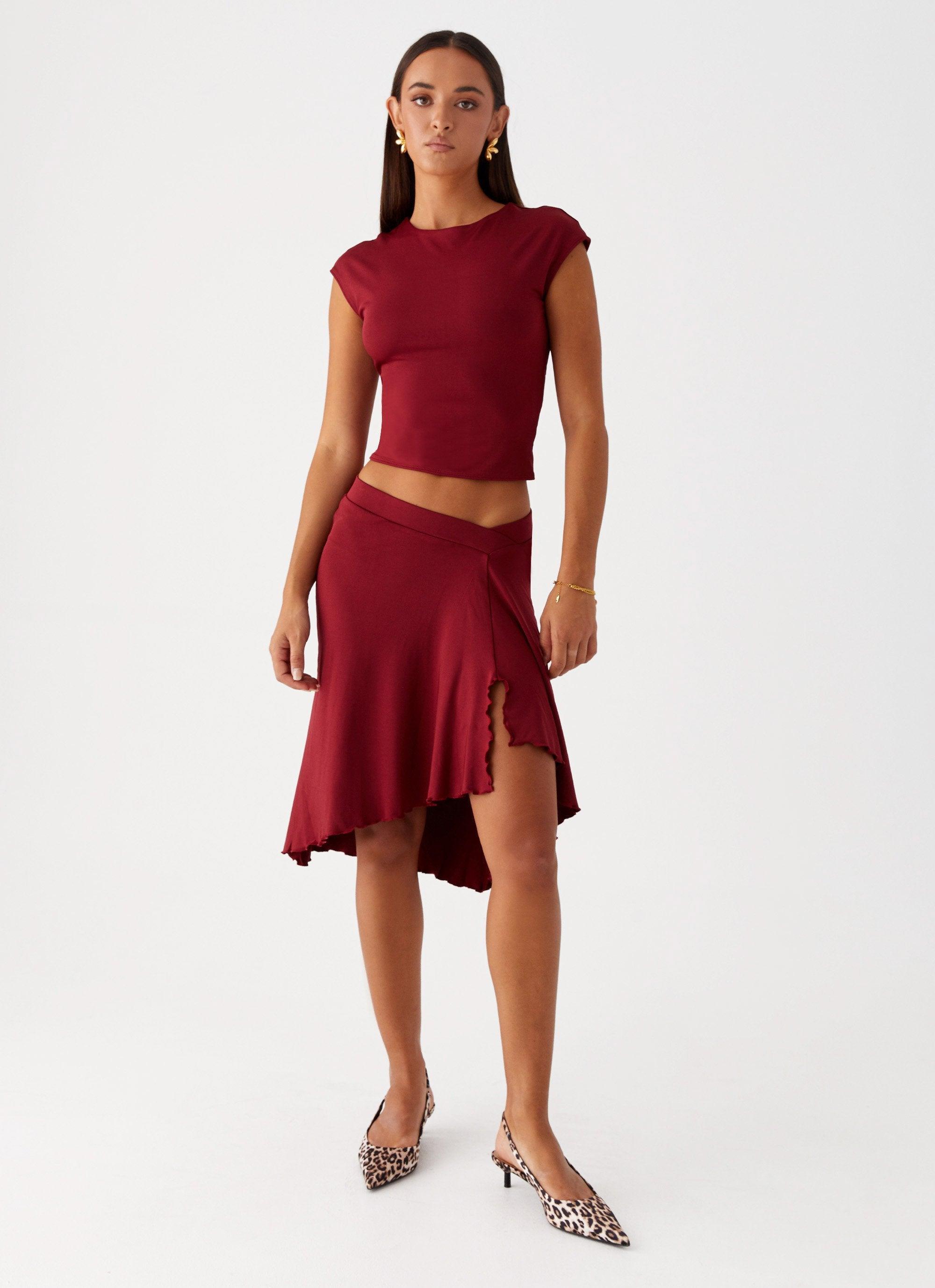 She's A Lady Midi Skirt - Red Product Image