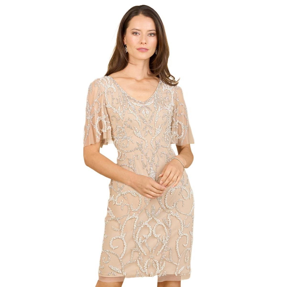 Womens Lara Beaded Short Dress with Cape Sleeves Product Image