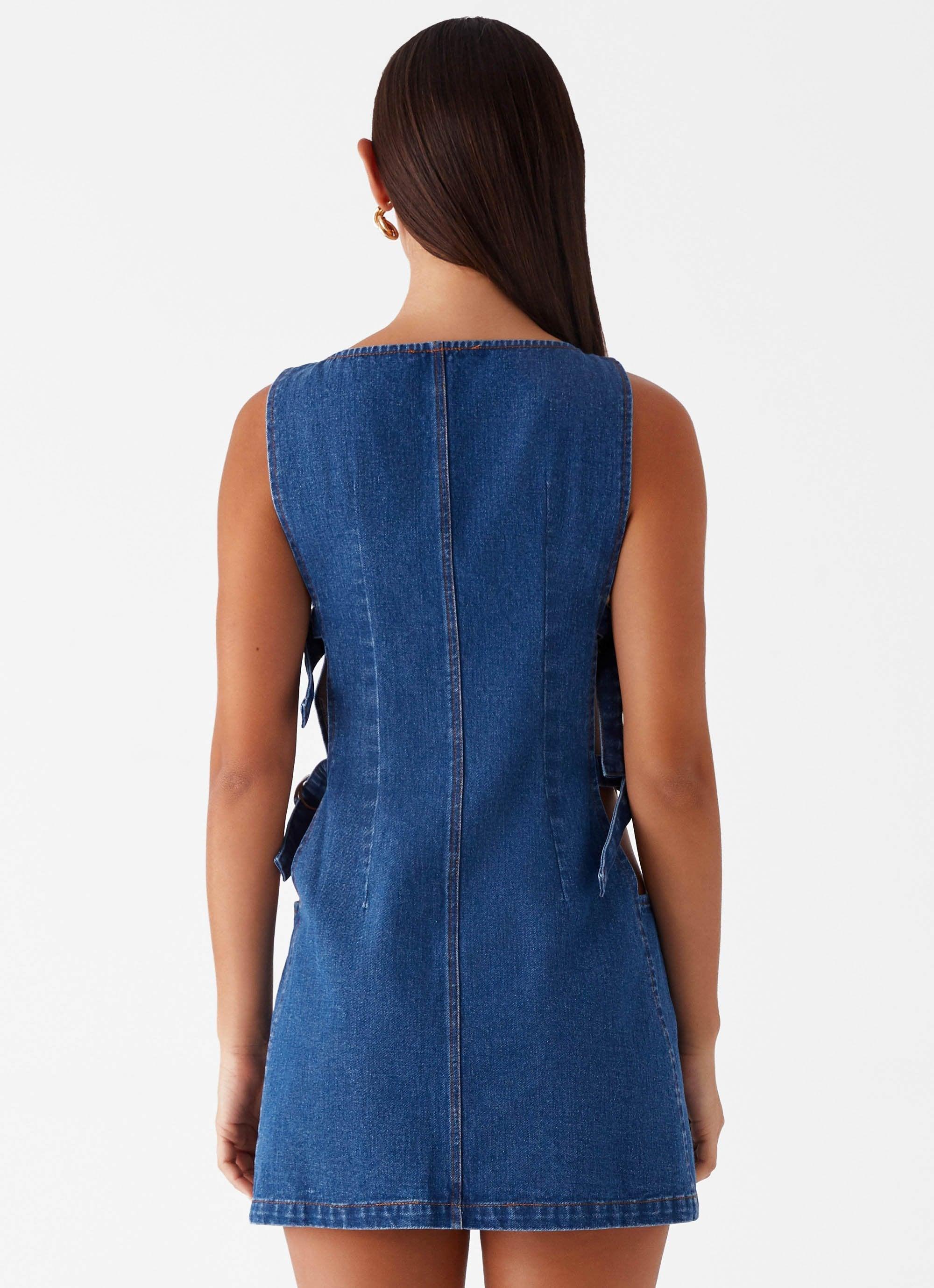 Cherish You Denim Mini Dress - Blue Denim Product Image