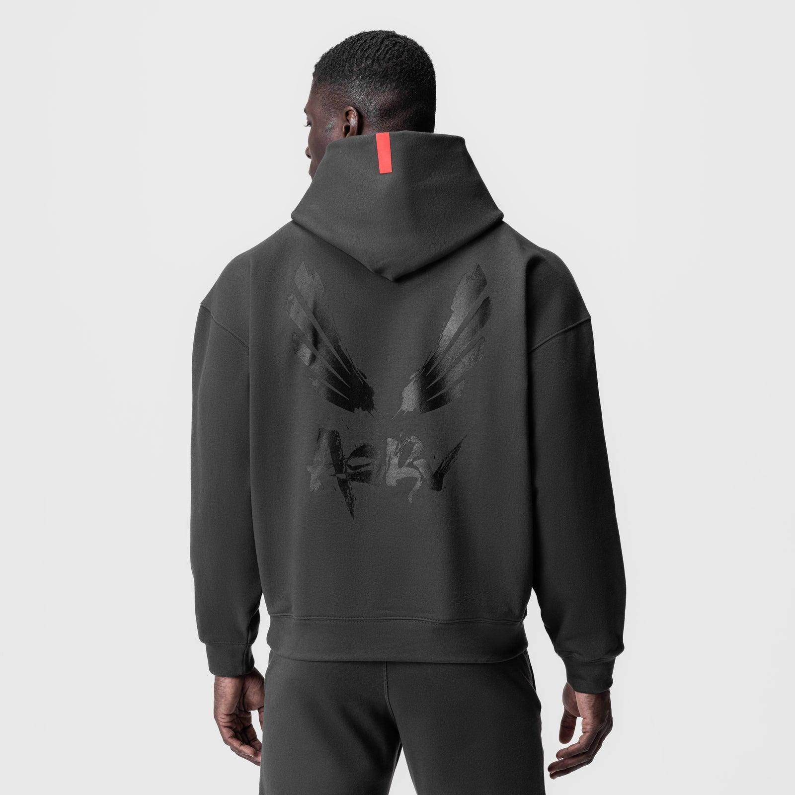 0874. Tech-Terry™ Zip Pocket Hoodie  -  Space Grey/Black "Brush Wings/ASRV" Product Image