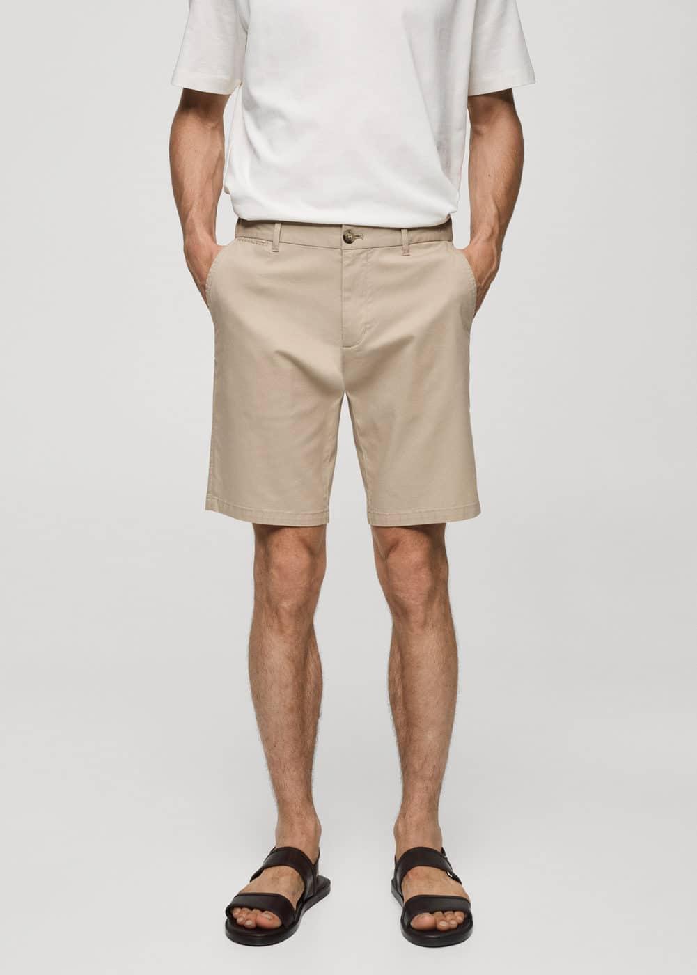 MANGO MAN - Slim-fit chino cotton bermuda shorts beigeMen Product Image